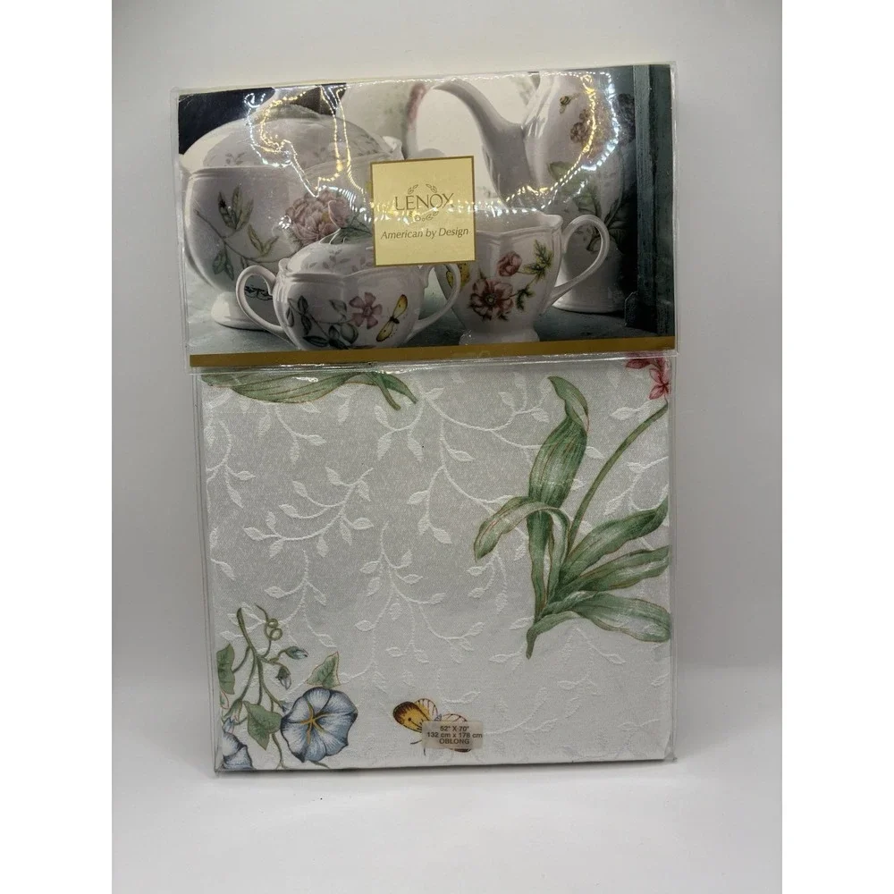 Lenox Butterfly Meadow Oblong Tablecloth 52x70 Floral Butterflies Machine Wash